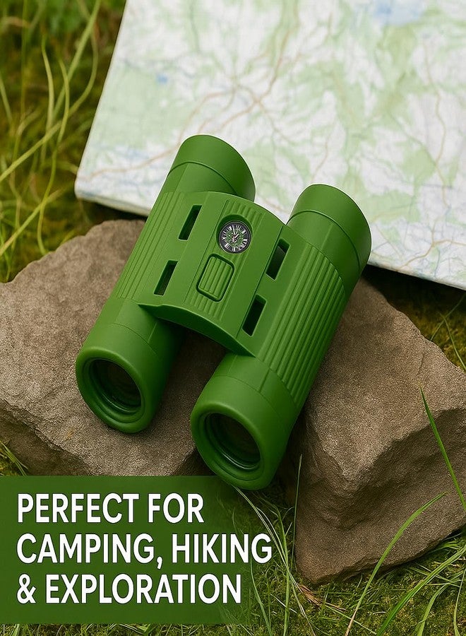 DTR Creation Kids Binoculars with Compass - Outdoor Exploration Toy for Boys & Girls, Lightweight, Safe Plastic, Adventure Learning Educational Toy (Green) - Image 2